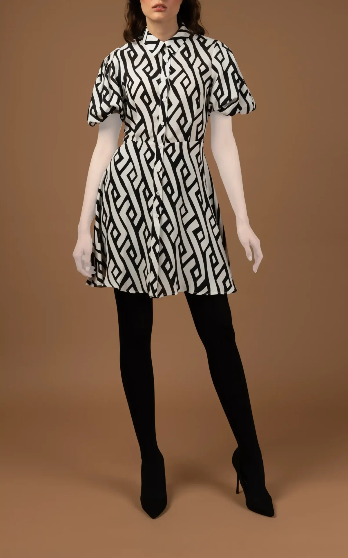 Dress women's black and white short sleeved co