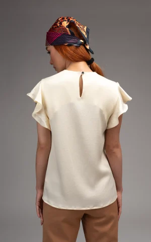 hind of nevado Womens Cream colored Cap-sleeves Top