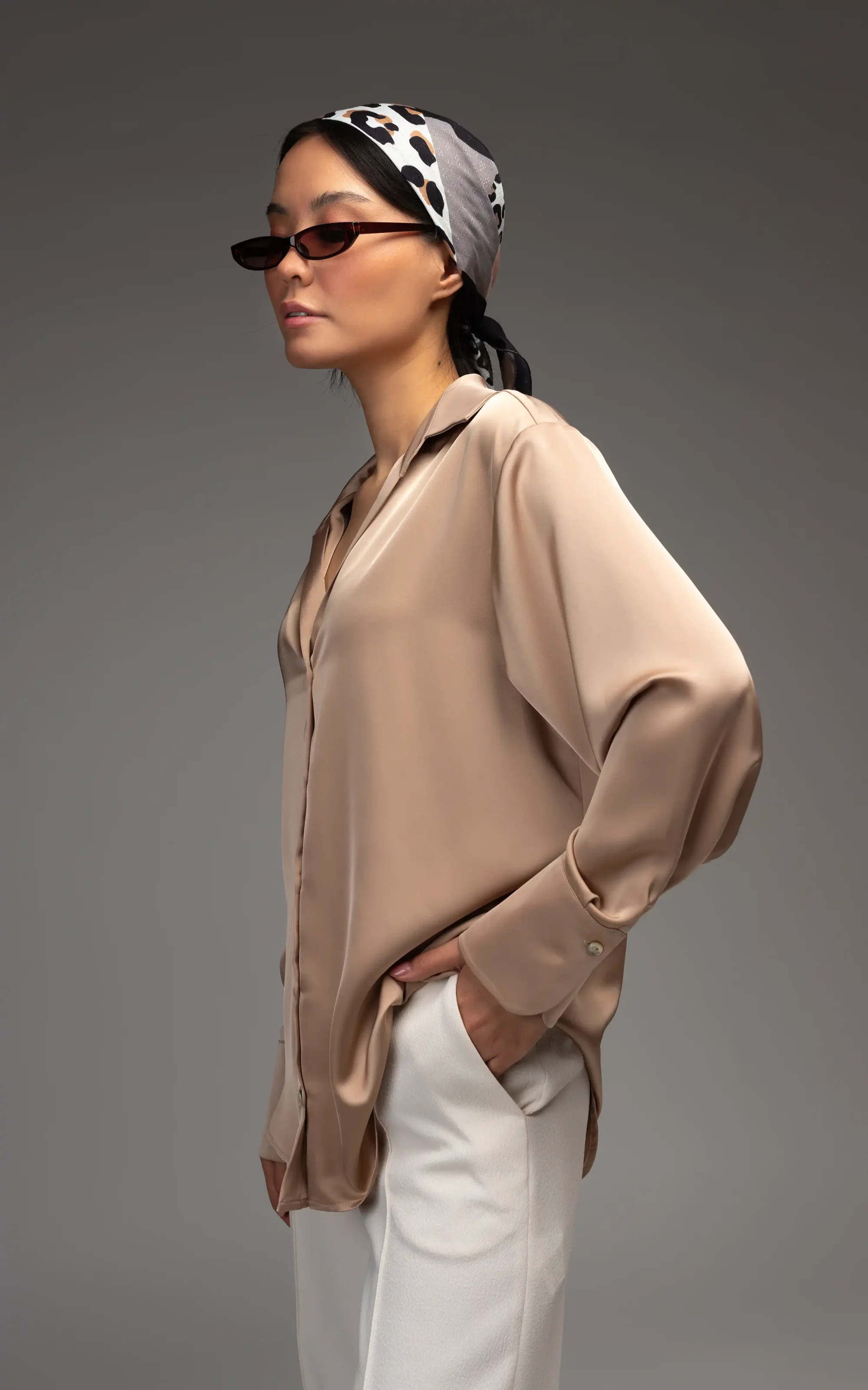 Nevado womens button-up shirt satin cream