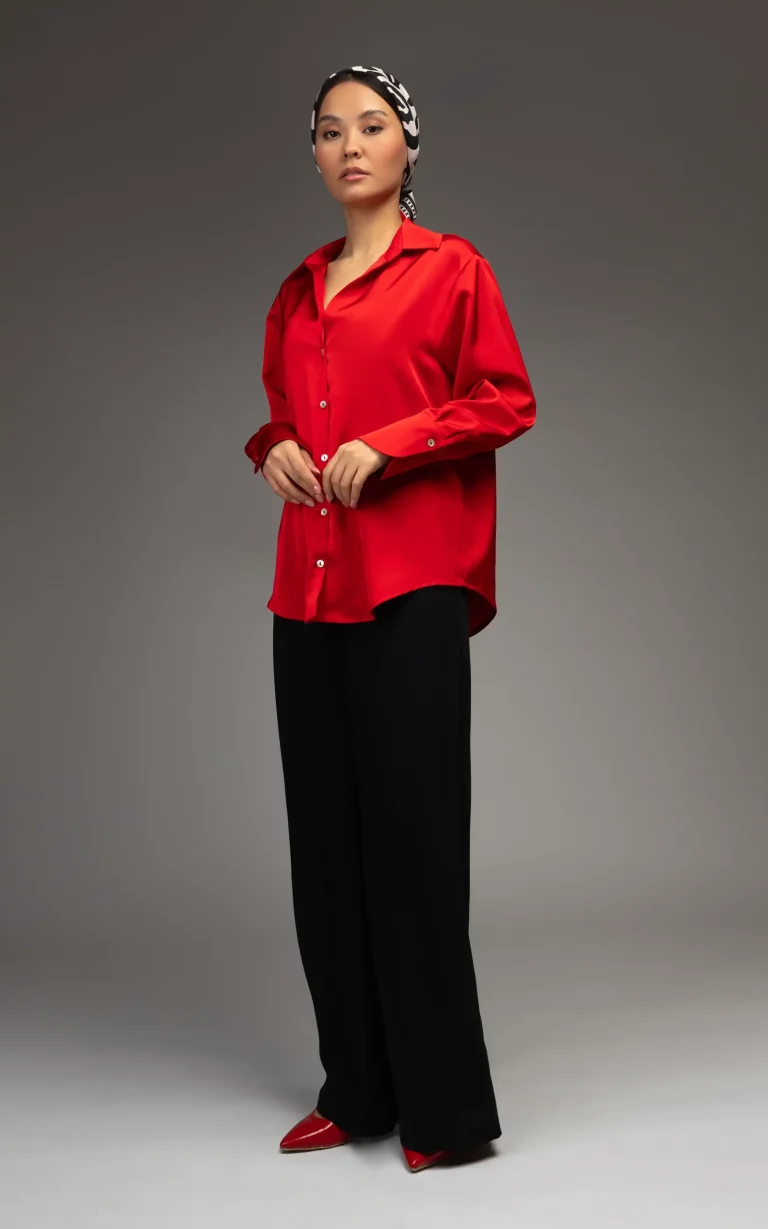 Nevado womens button-up shirt satin Red