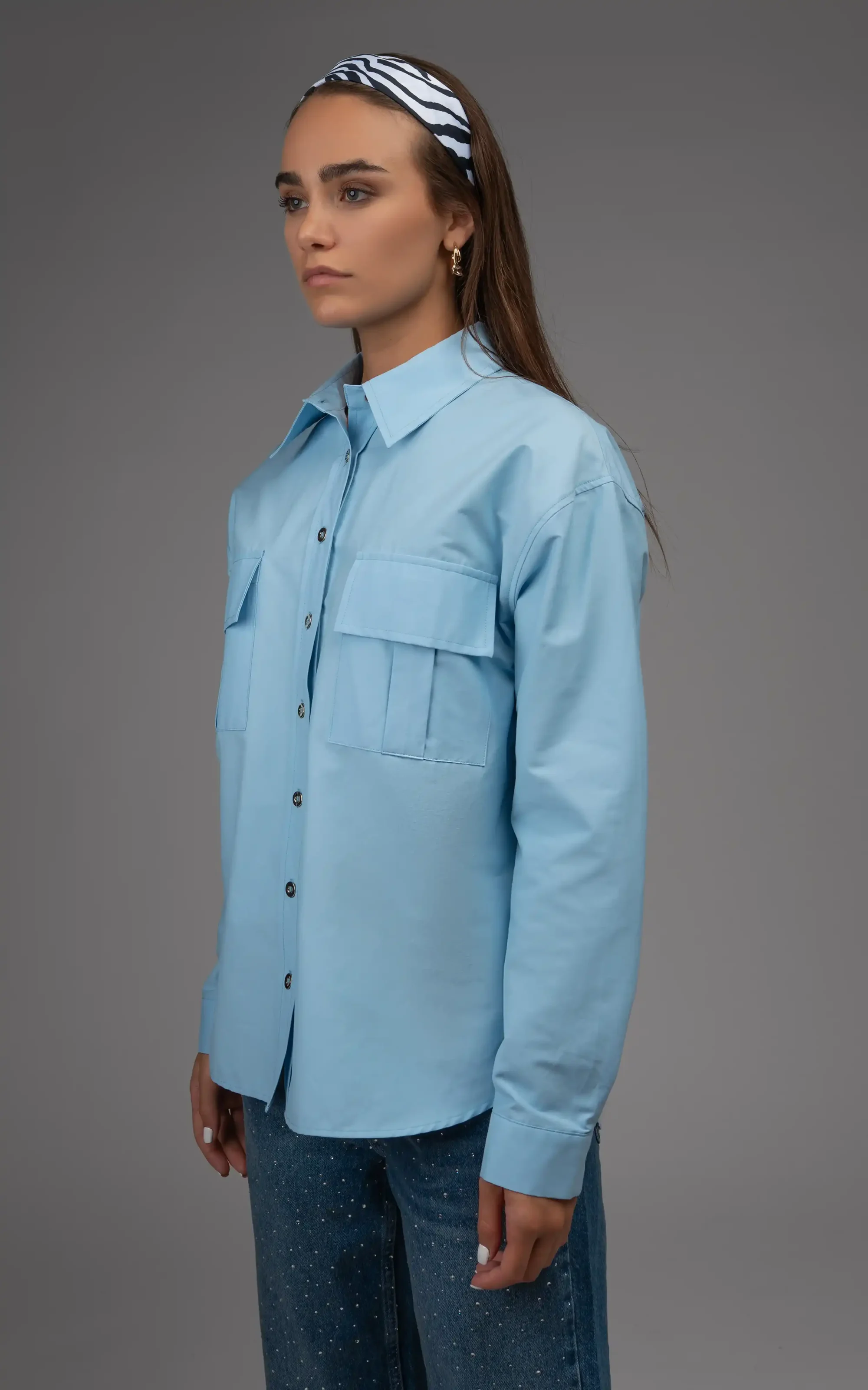 Nevado Womens Sky Blue button-up collared shirt