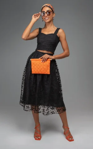 nevado Womens Black lace-like adorned skirt