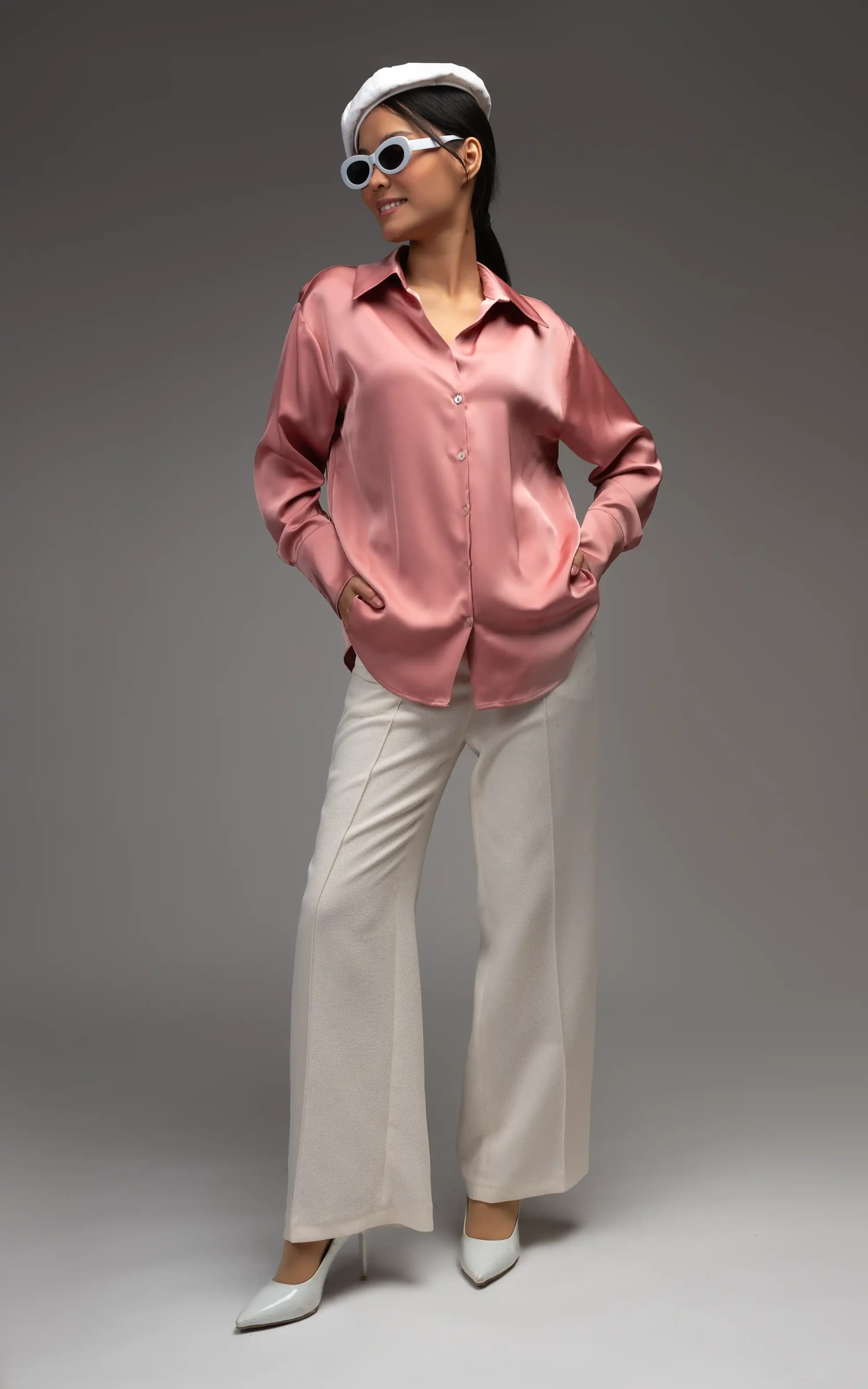 Nevado Womens pink satin shirt