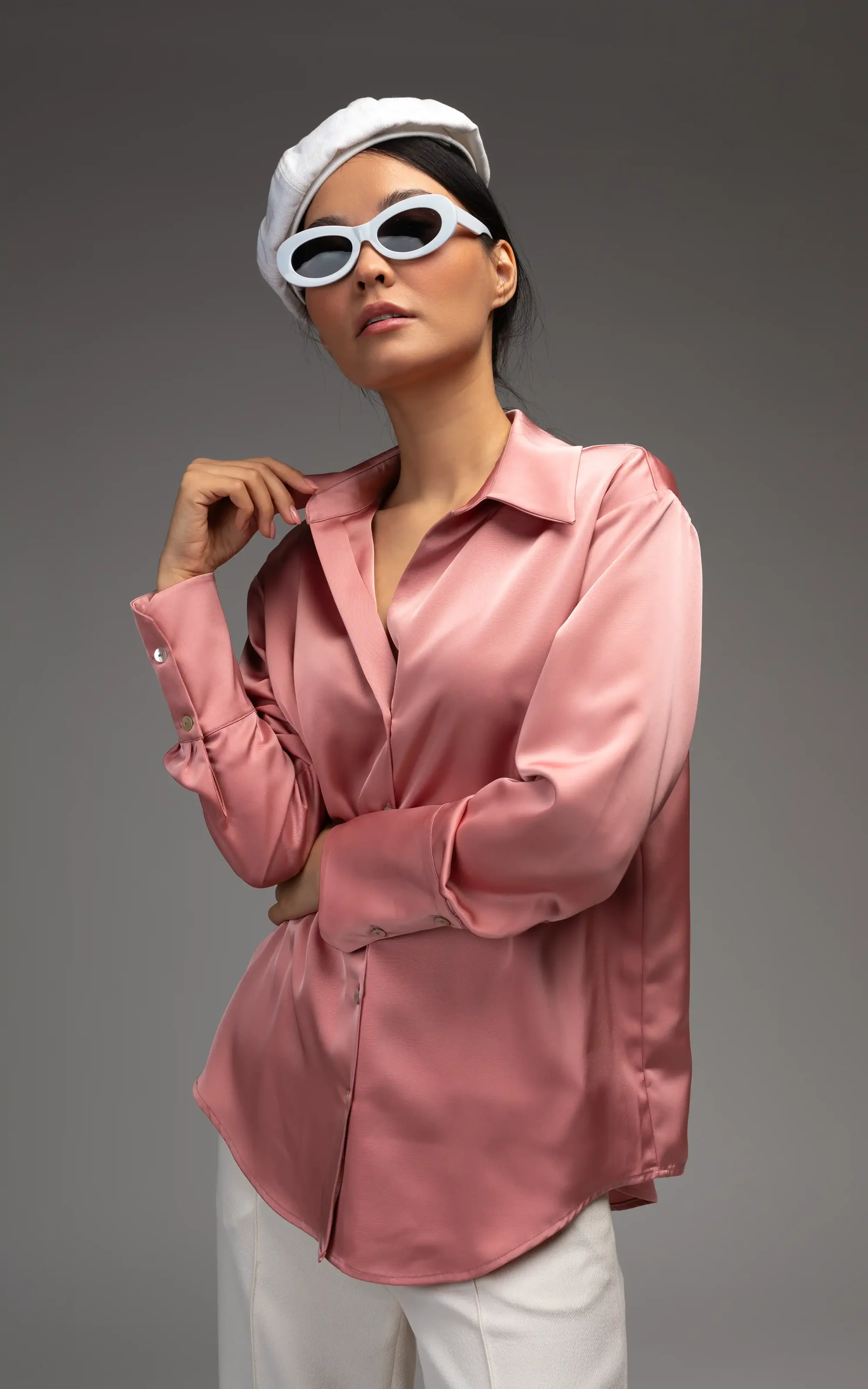 Nevado Womens pink satin shirt