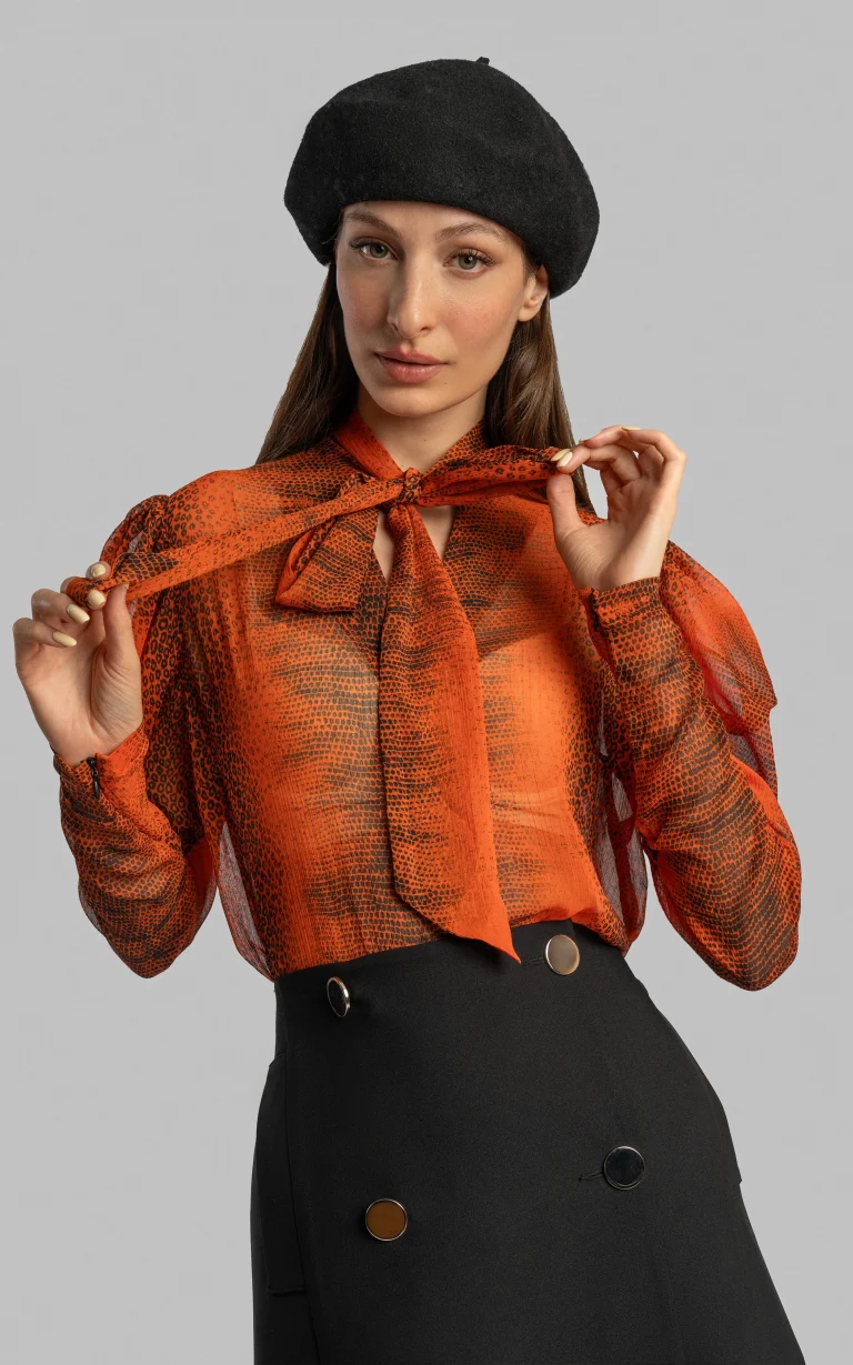 nevado womens patterned orange blouse