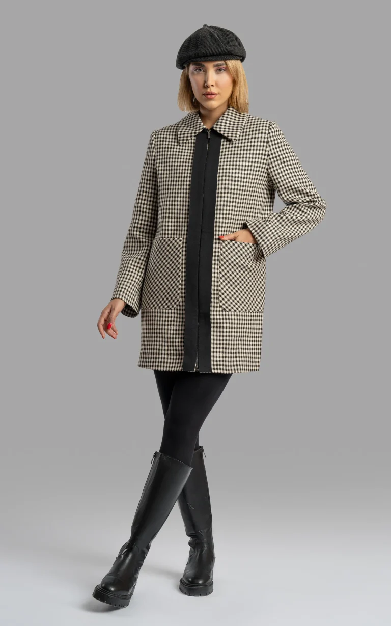 nevado womens plaid patterned formal pocketed collared coat