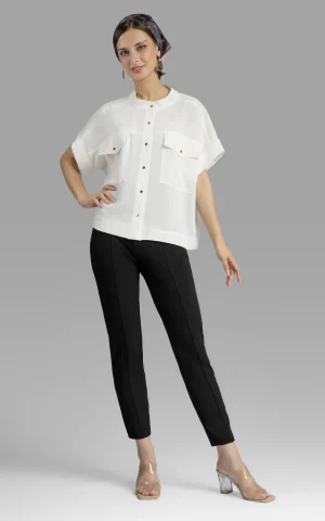 nevado womens white buttoned short sleeved blosue