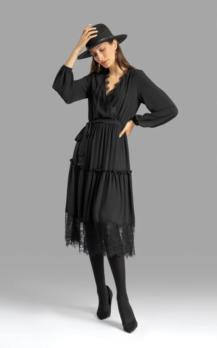 nevado womens black long sleeve belted formal dress