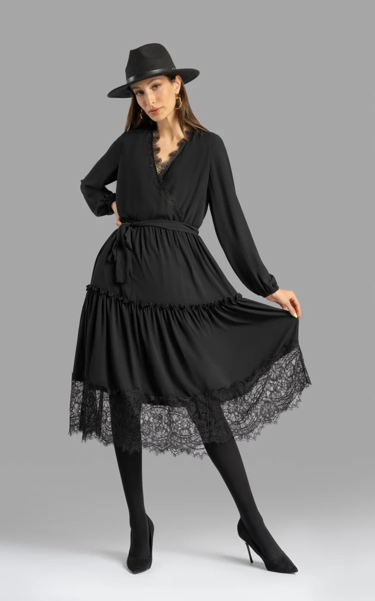 nevado womens black long sleeve belted formal dress