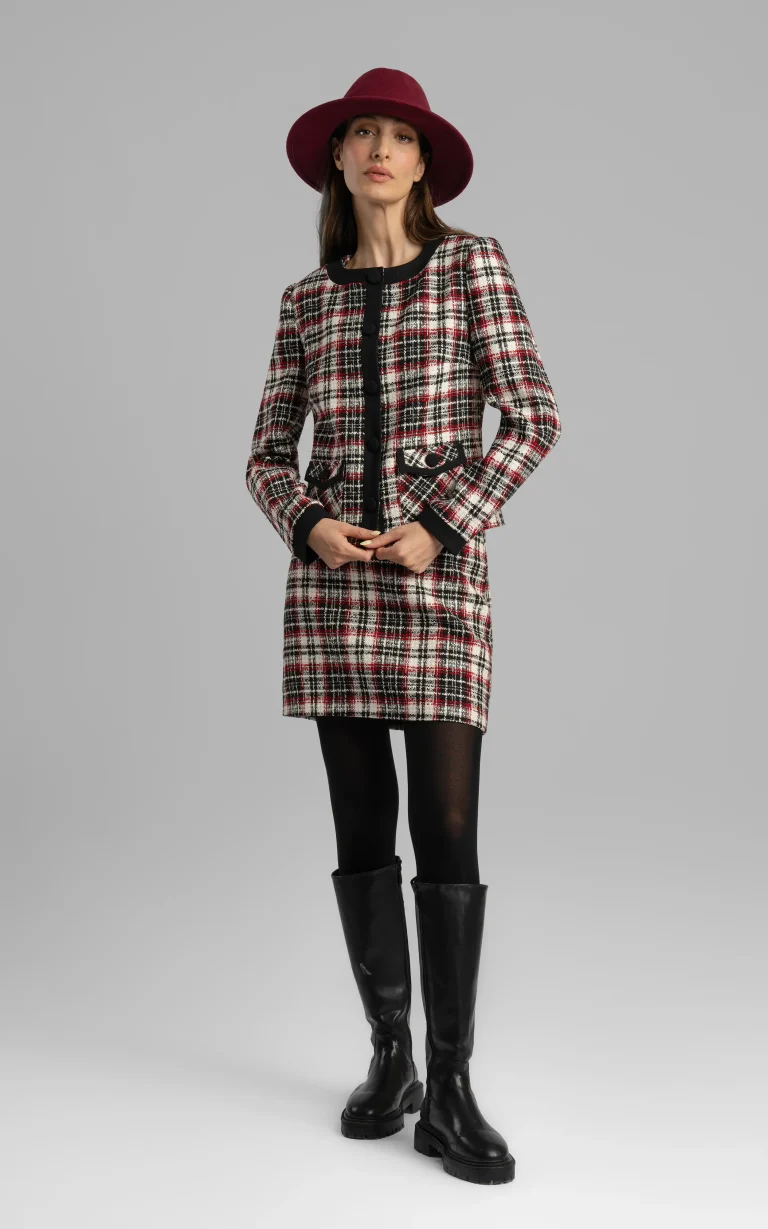 nevado womens plaid pattened multicolor long-sleeved buttoned coat