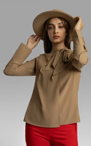 nevado womens beige long-sleeve blouse