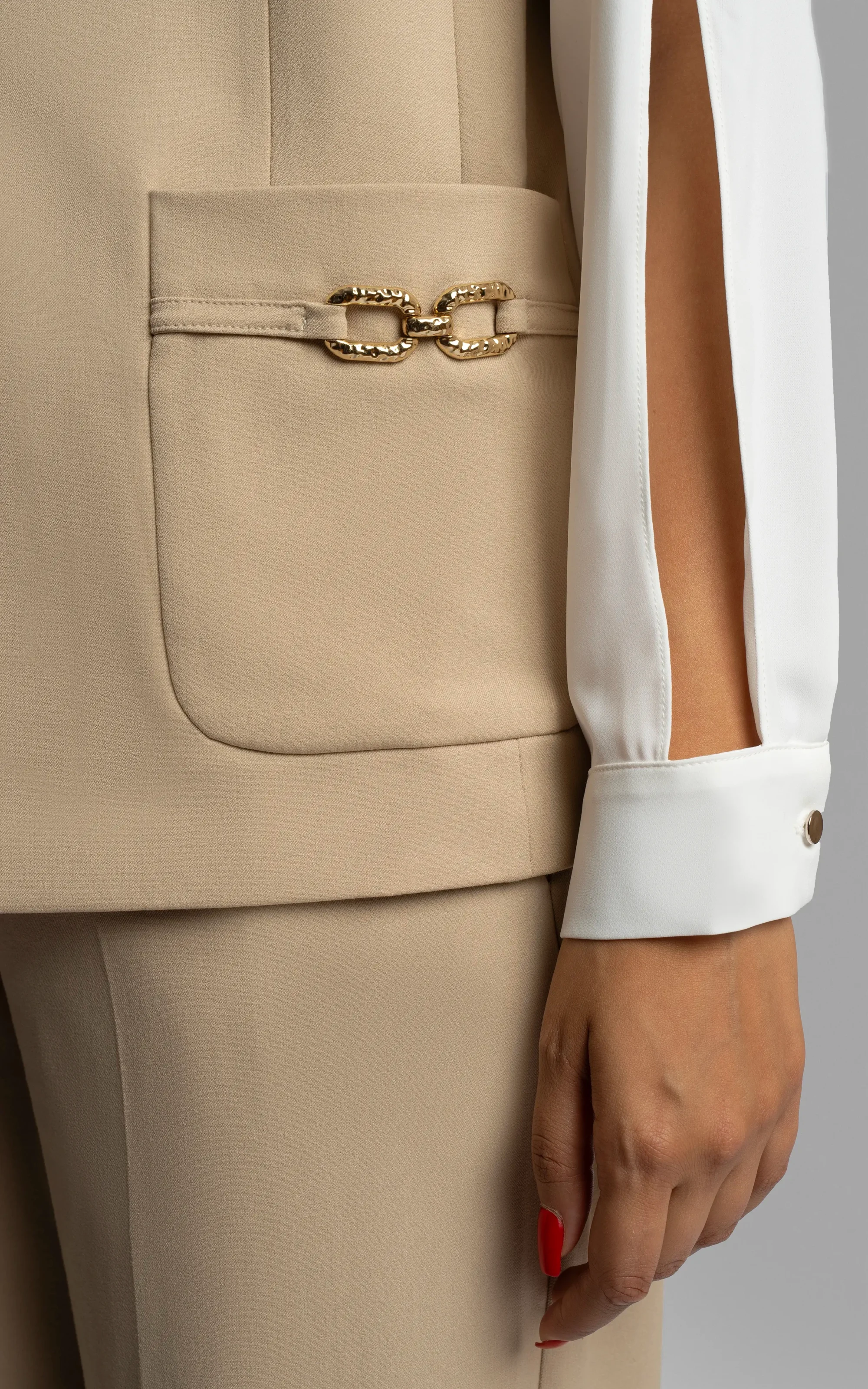 nevado womens details of buttoned cream-colored jacket