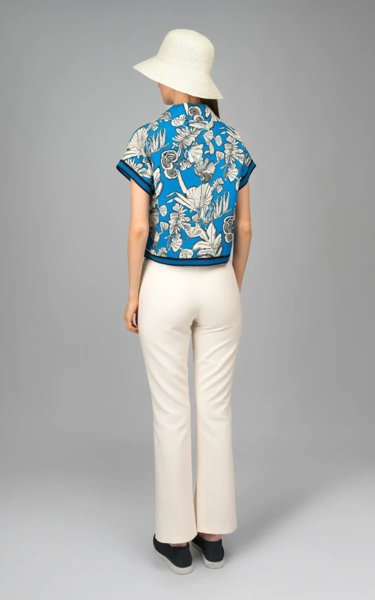 nevado womens floral patterned blue cap sleeved collared buttoned spring-summer shirt