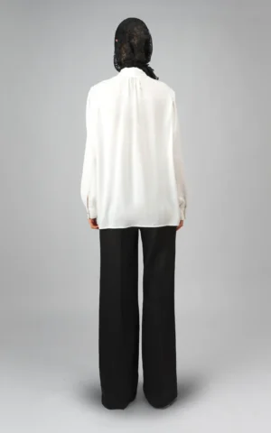 womens long sleeved white spring-summer blouse