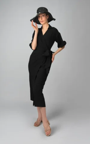 Womens raglan sleeve black spring-summer dress